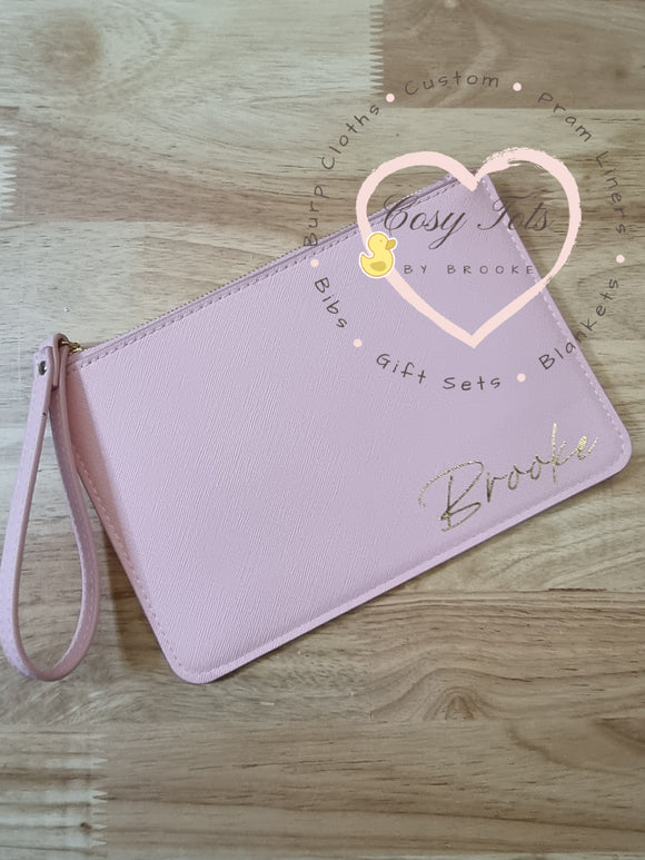 Personalised Leatherette Clutch with wristlet